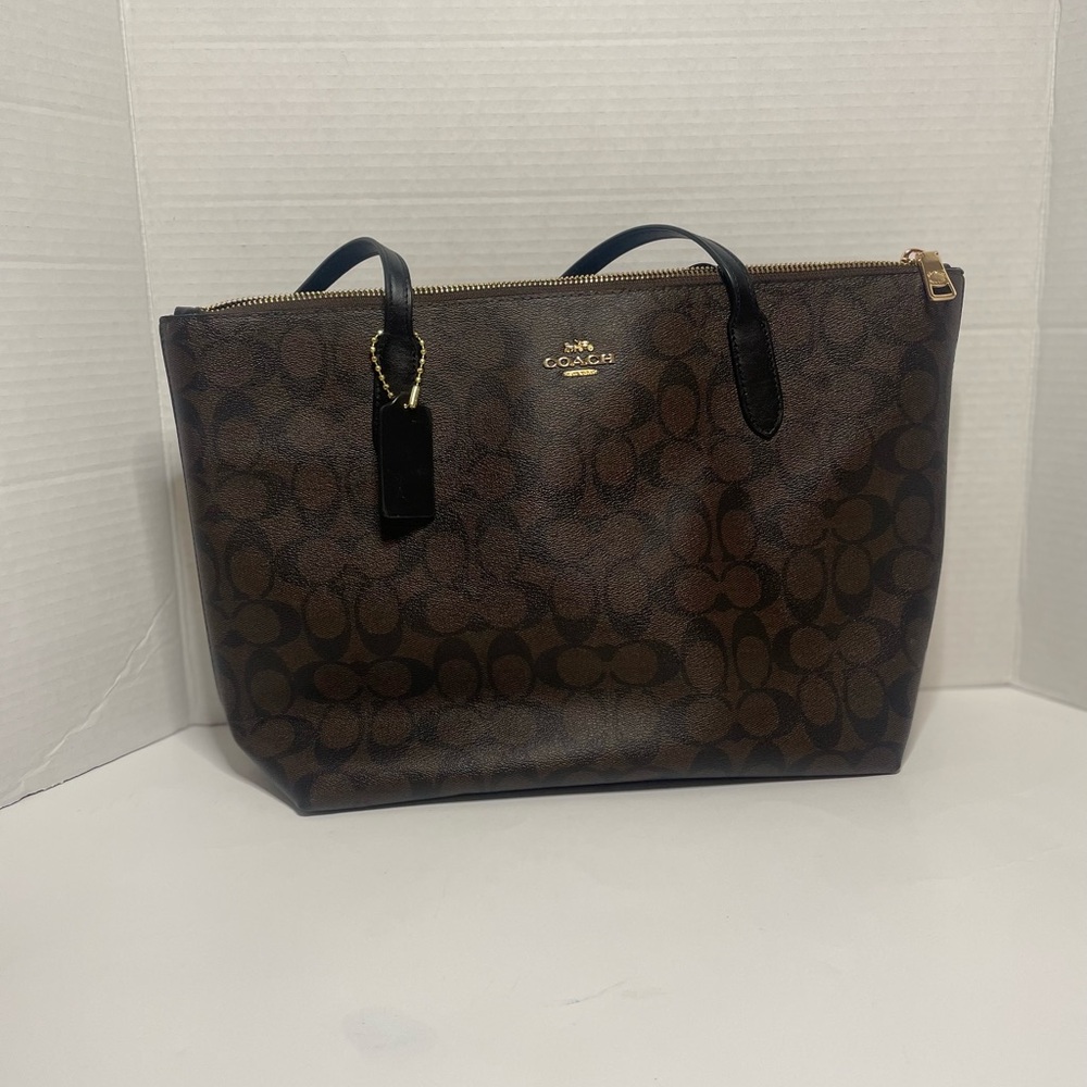 Coach Zip Top Tote Bag in Signature Canvas